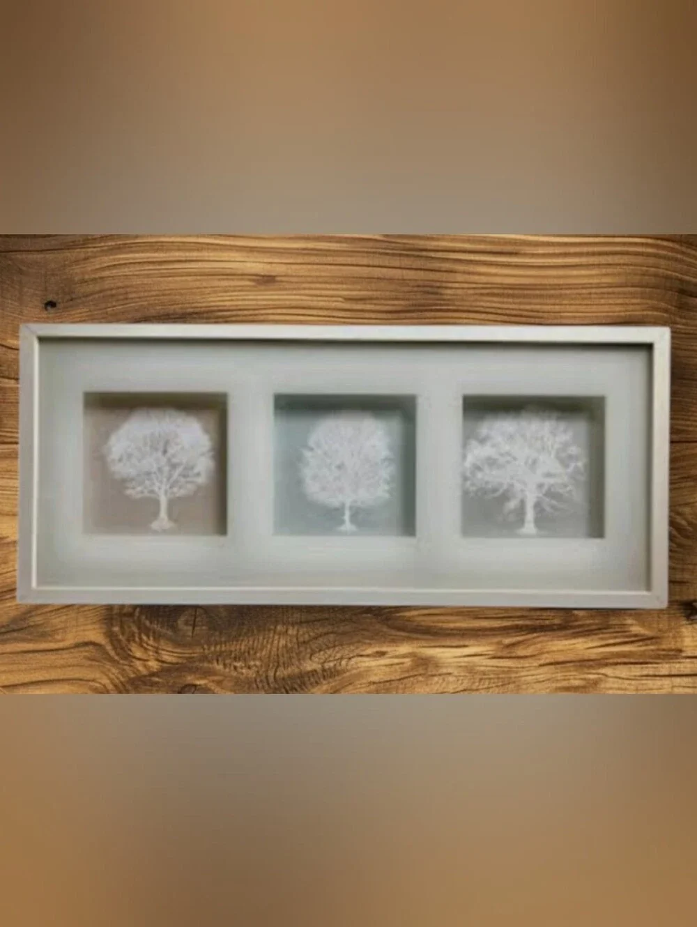 NWOT IKEA Trees Art 3D Shadow Box Wood Framed White Nature Elegance 28